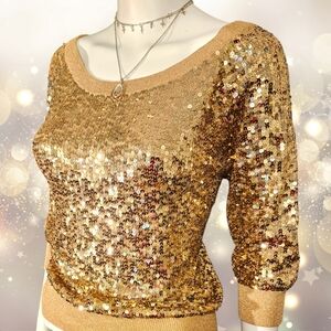Gold Sequin Women's Sweater